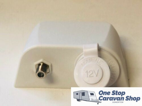 12v & TV Antenna socket surface mount - white