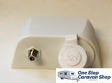12v & TV Antenna socket surface mount - white