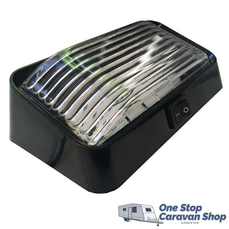 12V ANNEXE LIGHT & SWITCH CLEAR LENS - BLACK