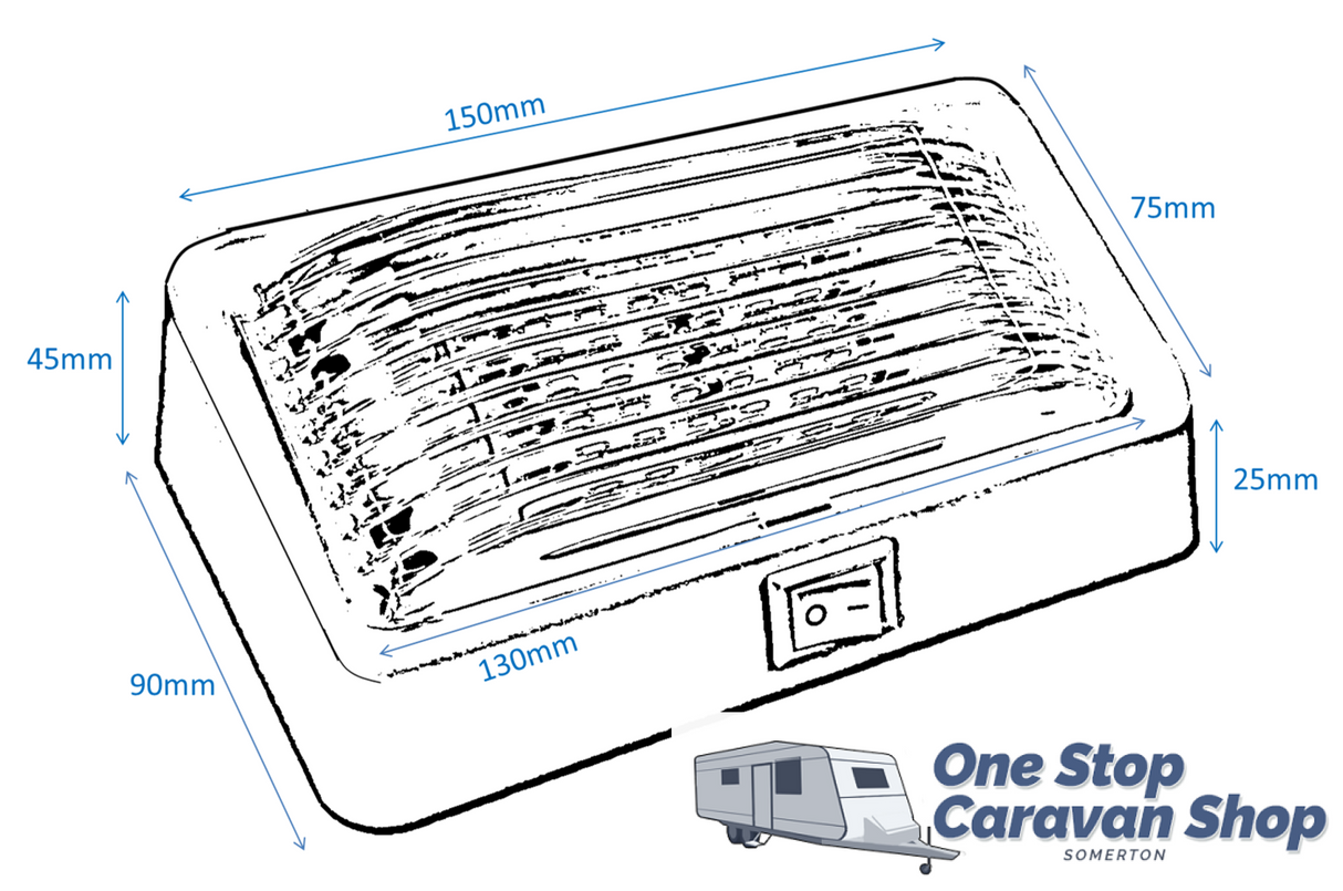 12V ANNEXE LIGHT & SWITCH CLEAR LENS - BLACK