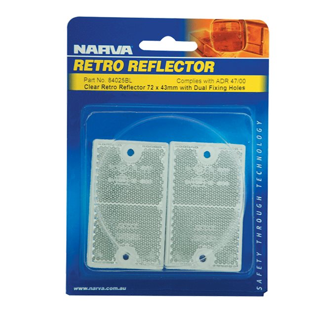 Retro Reflector (Clear) 72mm x 43mm Per Pair