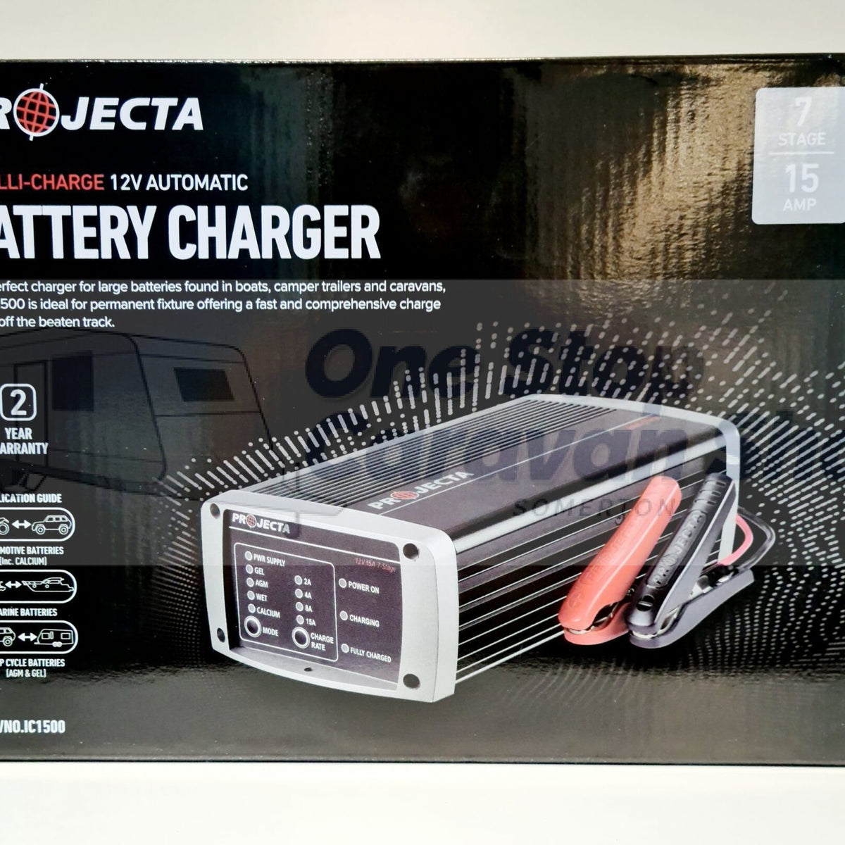 PROJECTA 12V AUTOMATIC 15A 7 STAGE BATTERY CHARGER LITHIUM, AGM, GEL P ...