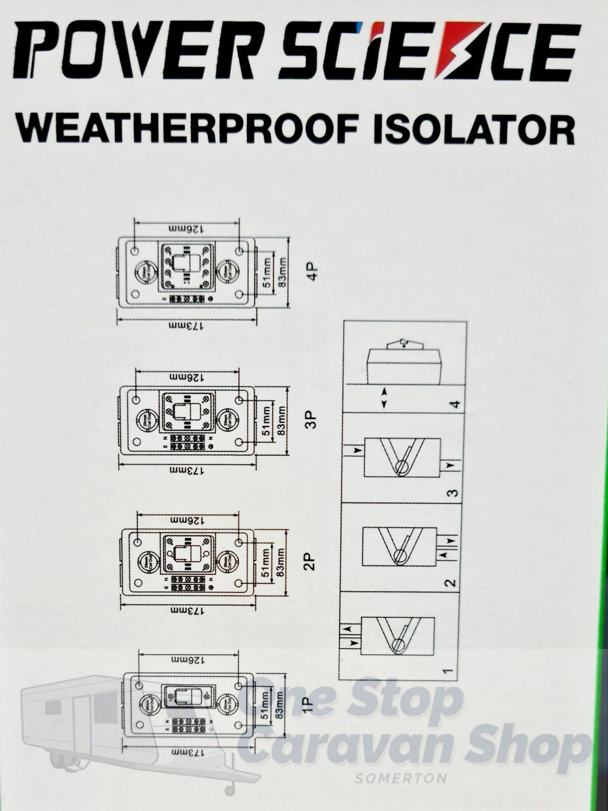 Power Science Weatherproof Isolator 2 pole 35A - ABIS235