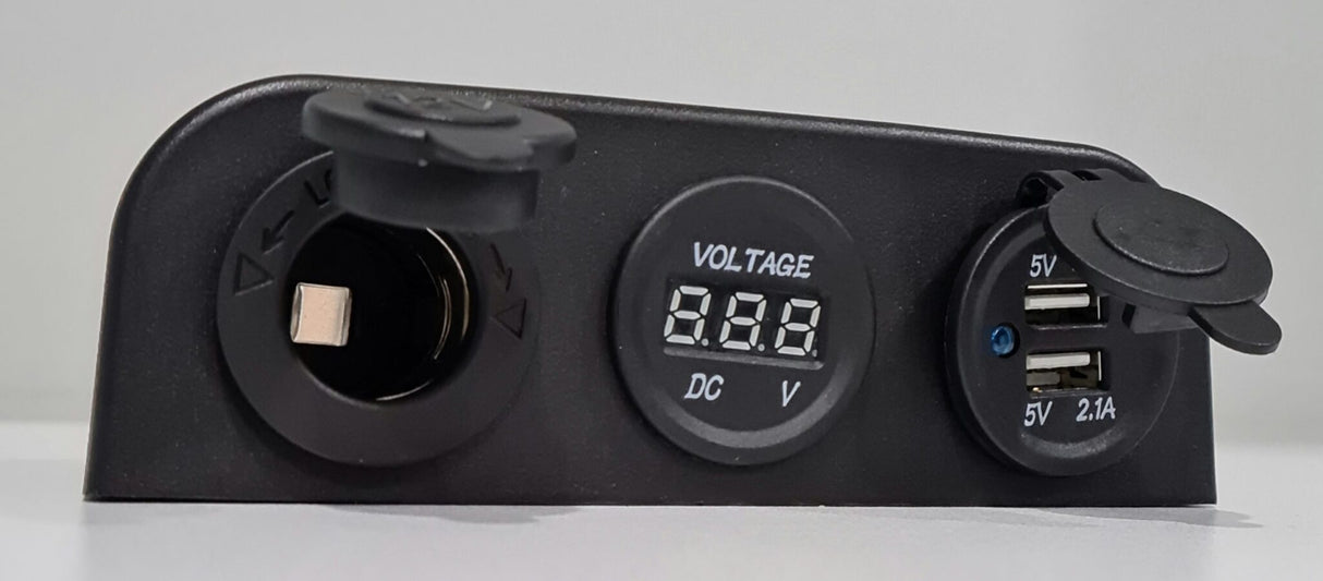 12V Power Gauge with Dual USB - OSCSPVGTUSB