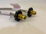 2x450mm Stainless Steel Braided Gas Hose with Handwheel (1/4 Inverted Flare) - Dual Gas Bottles