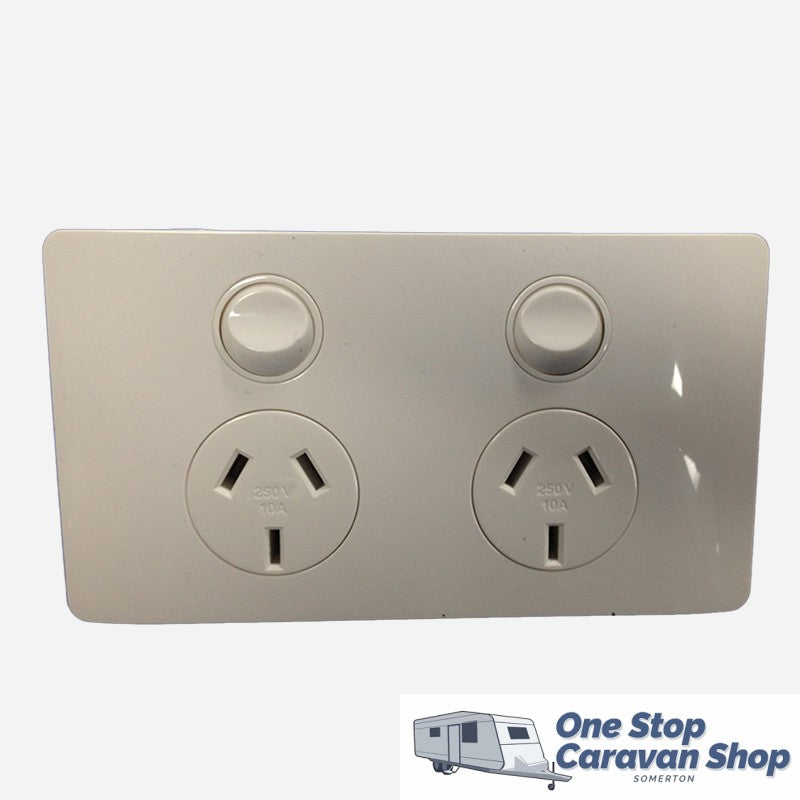 CMS Power Outlet Double Natural White. 500-04400