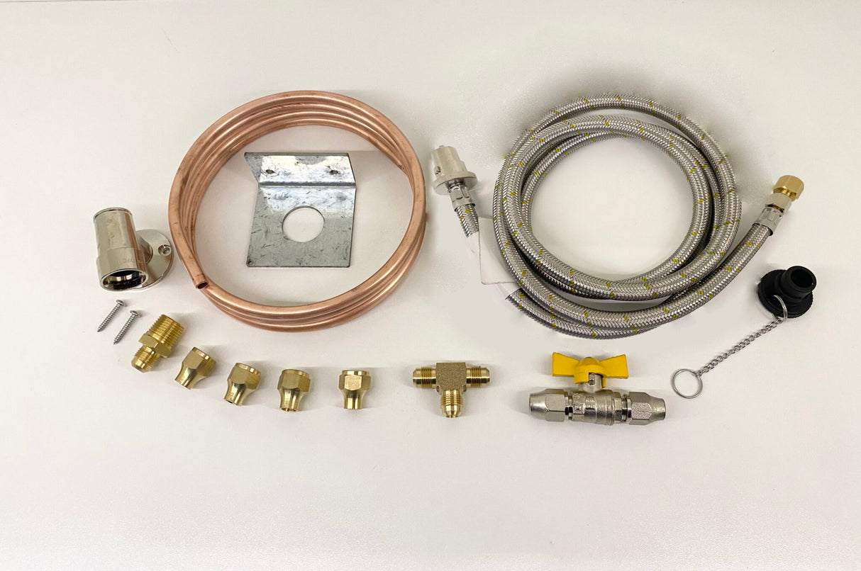 5/16 Gas Bayonet Installation Kit w/ 2m SS 1/4 Gas Hose w/ Adapter to suit 3/8 all Webber BBQs