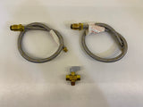 Changeover Valve Kit & 2x600mm Stainless Steel Braided Gas Hose (1/4 Inverted Flare)