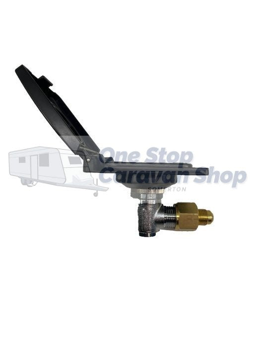 Wall mounted Elbow Gas Bayonet & Cover (Black) - Caravans & Motorhomes