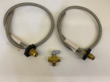 Changeover Valve Kit & 2x900mm Stainless Steel Braided Gas Hose (1/4 Inverted Flare)
