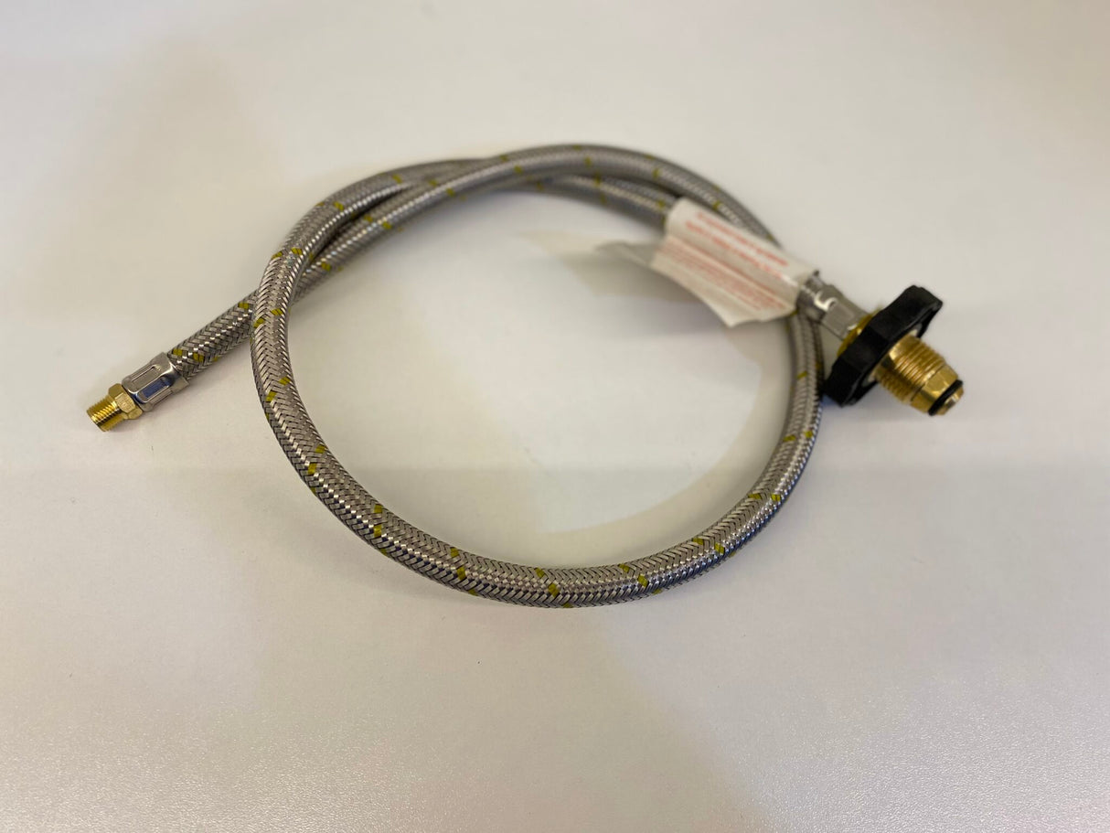 1x900mm Stainless Steel Braided Gas Hose with Handwheel (1/4 Inverted Flare-Dual bottles)