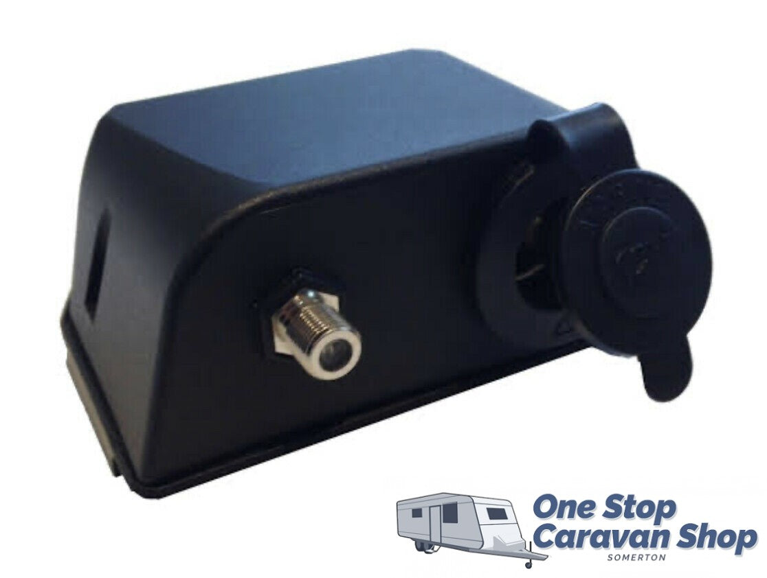12v & TV Antenna socket surface mount - black