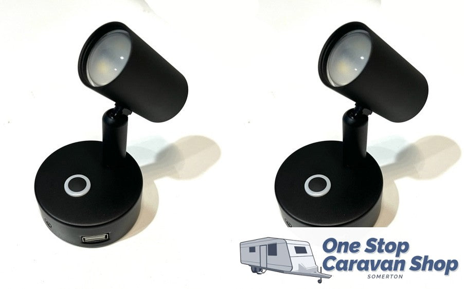 LED Reading Downlight USB - Black x2