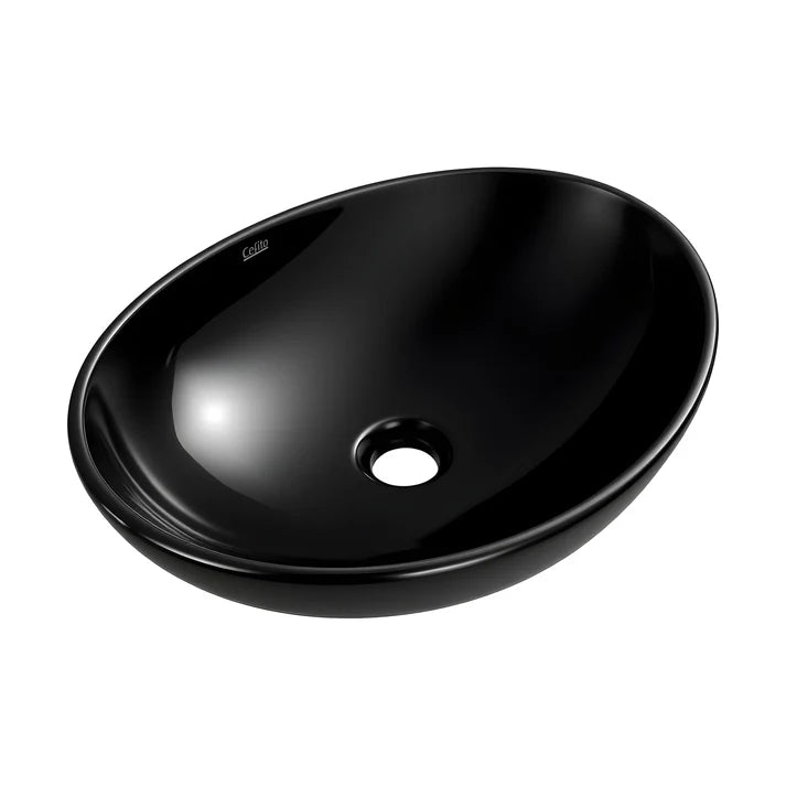 Black Ceramic Oval Sink/Basin 41x34cm
