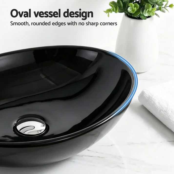 Black Ceramic Oval Sink/Basin 41x34cm