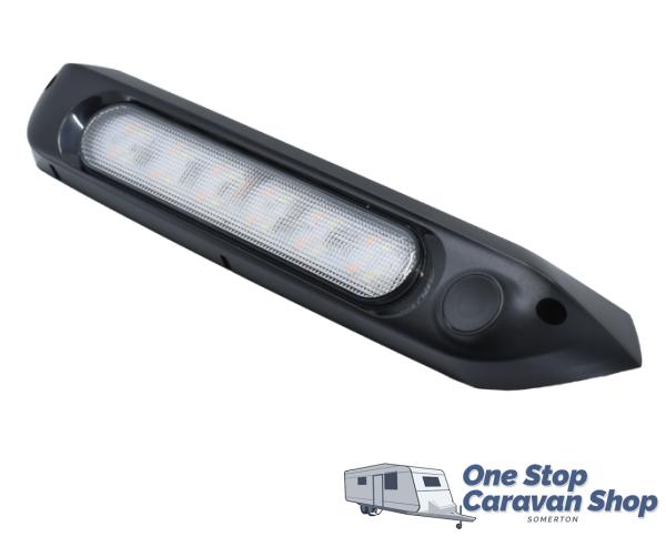 287 mm LED Awning Light with Amber Insect Repellant Mode, Switch, & Black Base