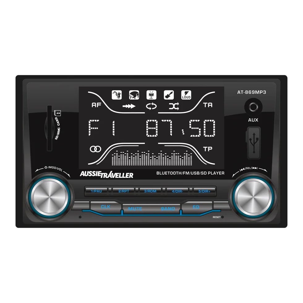 Audio Head Unit Double Din Mechless - Bluetooth