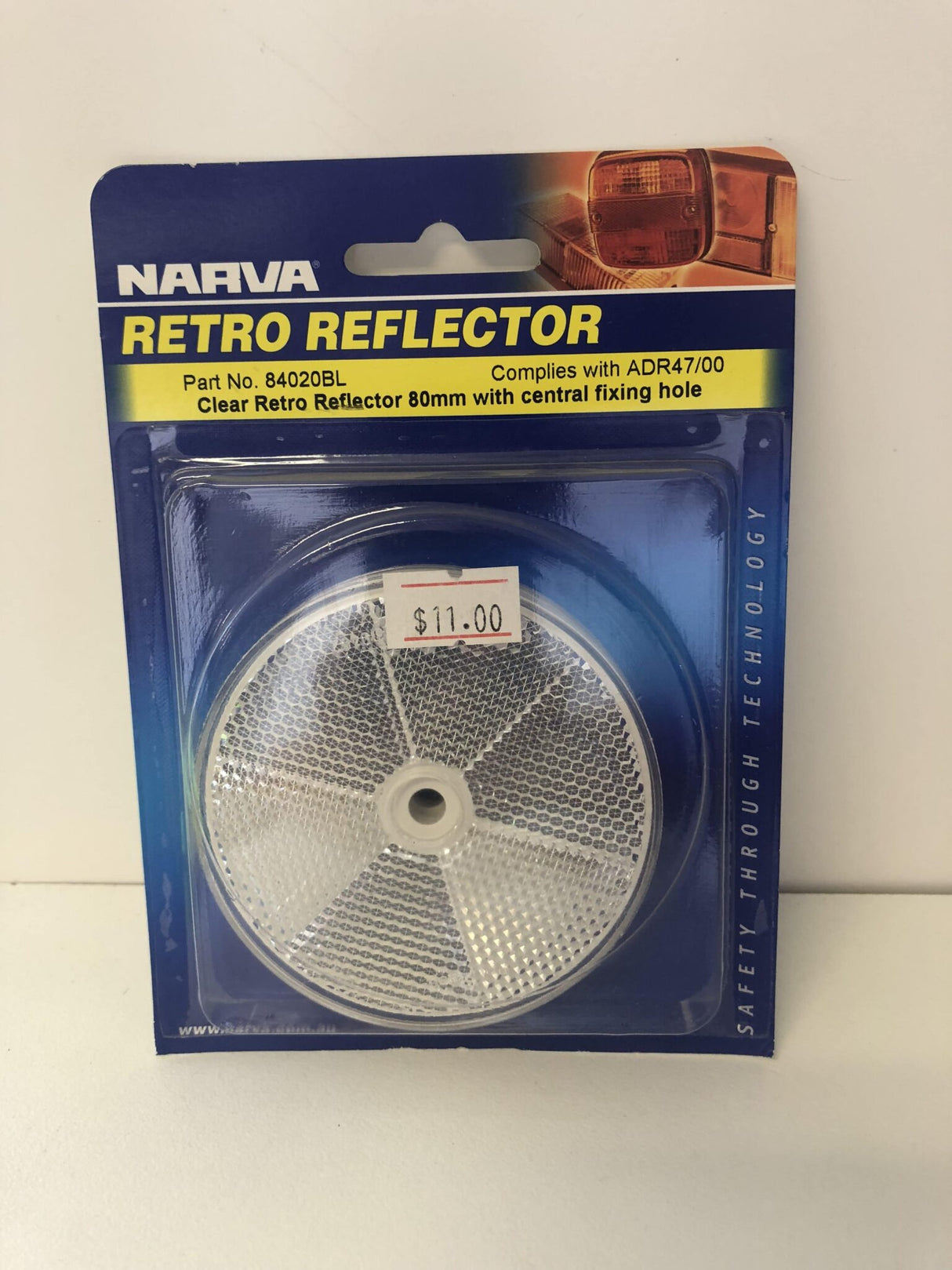 Narva Clear Retro Reflector 80mm dia. with Central Fixing Hole (Pair)