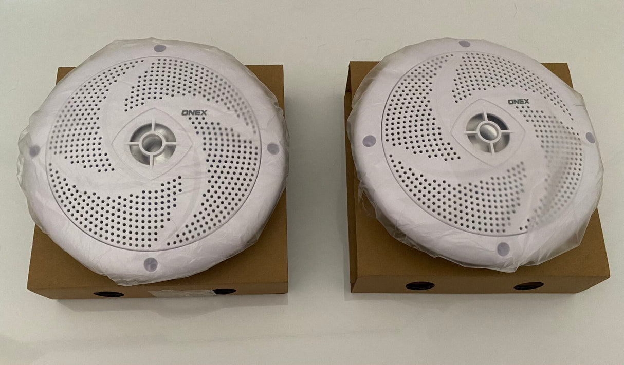 White 6.5"Dual Full Range Low Profile Marine Speakers - Pair