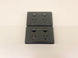 2x Black Double Pole 10AMP Powerpoint for Caravan