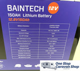 Baintech 12V 150AH Deep Cycle Lithium Battery with Bluetooth