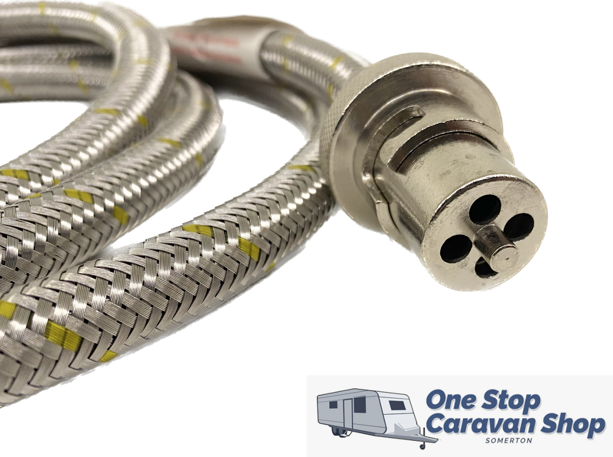 Gas Bayonet Hose 3m 1/4 with Adapter to suit 3/8 Webber BBQ