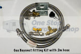 Gas Bayonet DIY Fitting Kit with 2m 3/8" Webber BBQ hose