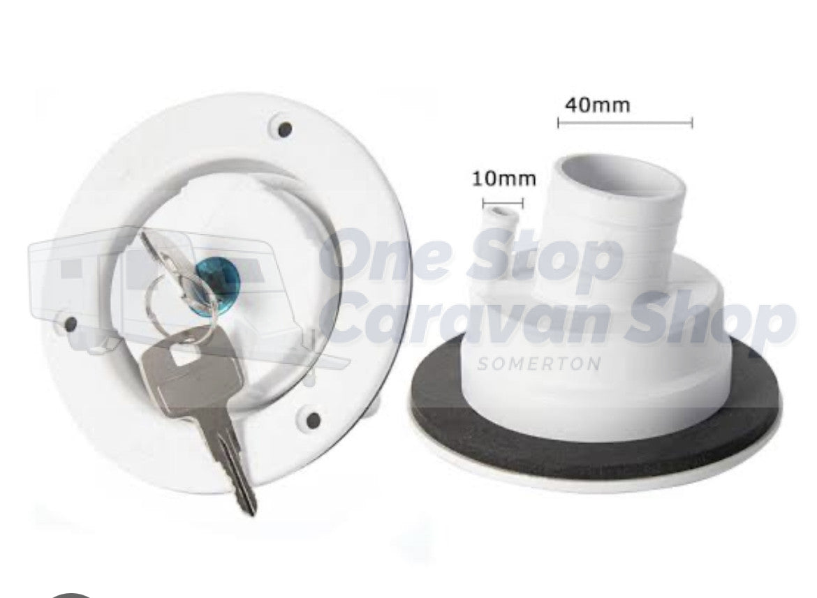 SEAFLO LOCKABLE WATER INLET 40mm outlet - WHITE – One Stop Caravan Shop