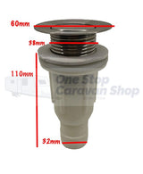 Caravan & RV 38mm Chrome Basin Push Plug with 32mm outlet