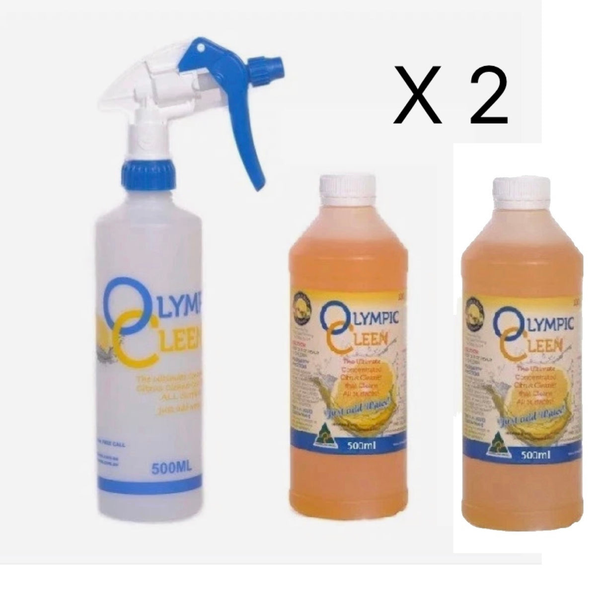 Olympic Cleen 500 ML Ultimate Concentrated Citrus Cleaner x2 - Includes 1 Re-usable Spray Bottle (Copy)