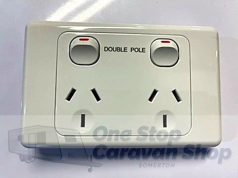 White Double Pole 10AMP Powerpoint for Caravan -  OSCSAS318