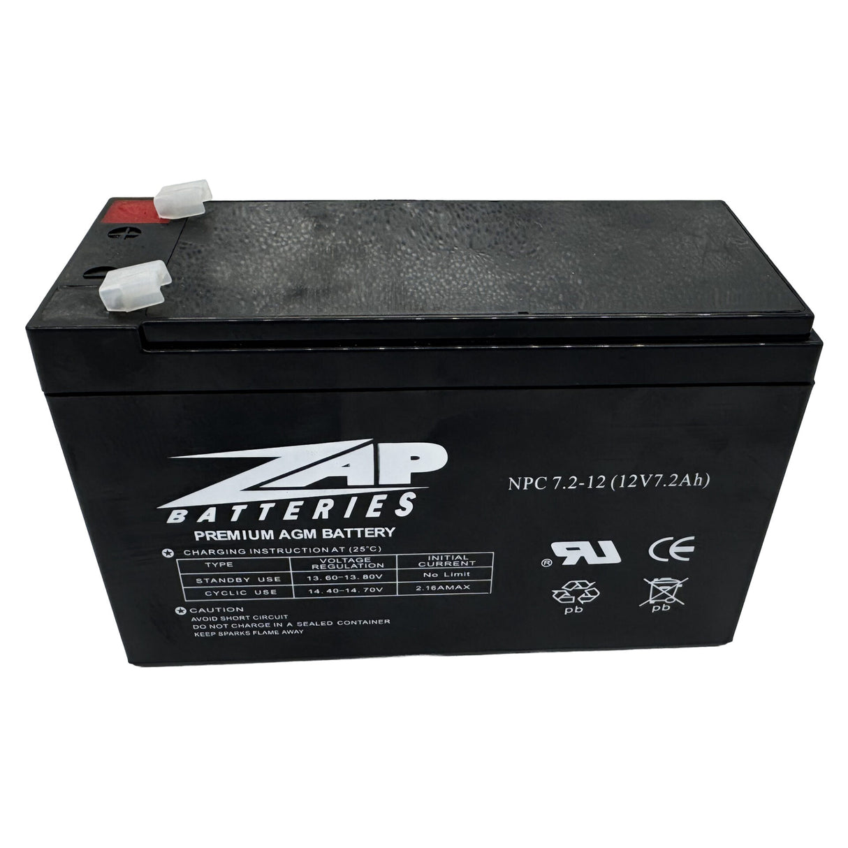 ZAP 12V 7AH Premium AGM Battery - RV BREAKAWAY BATTERY