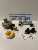 GAS BAYONET ADAPTOR TWIN WITH REGULATOR & DUST CAPS- 52-SDBA-POL