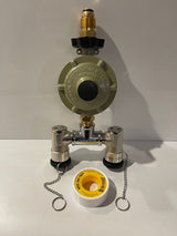 GAS BAYONET ADAPTOR TWIN WITH REGULATOR & DUST CAPS- 52-SDBA-POL