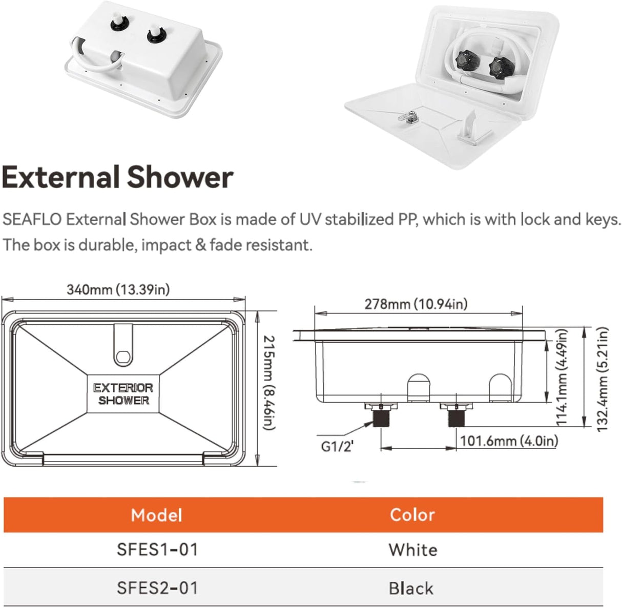 SEAFLO EXTERIOR SHOWER BOX WHITE - SFES1-001