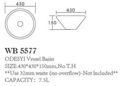 White Ceramic Round Sink/Basin 430mm Special last one