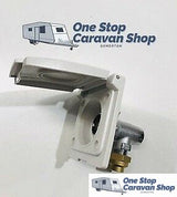 Wall mounted Elbow Gas Bayonet & Cover (White) - Caravans & Motorhomes