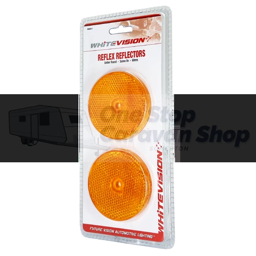 60mm Round Amber Reflector - Pair