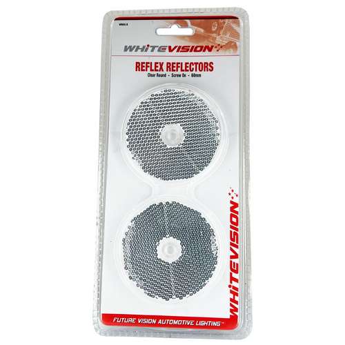 60mm Round Clear Reflector - Pair