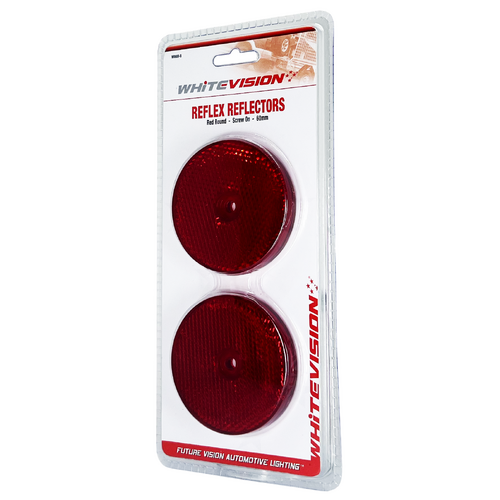 60mm Round Red Reflector - Pair
