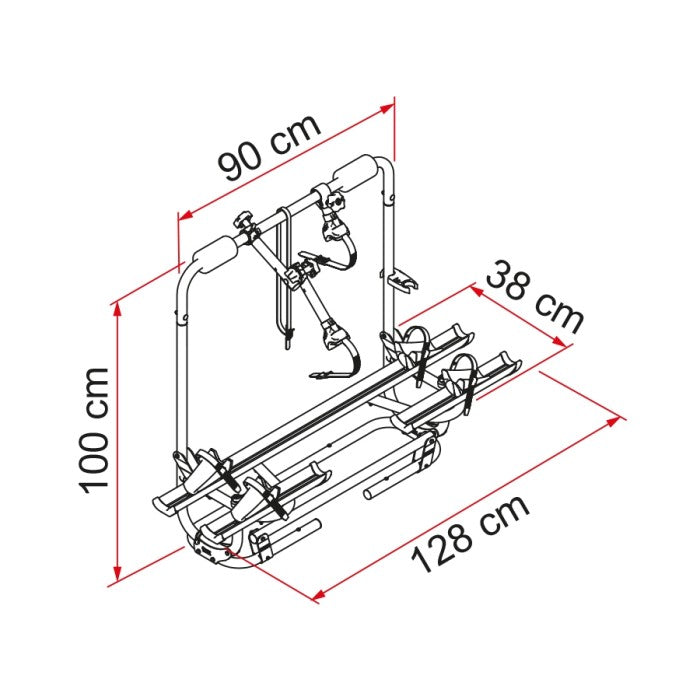 Fiamma Caravan XL A Pro 200 E-Bike Rack - 2 Bikes / 50kg - Suits Caravan A-Frames