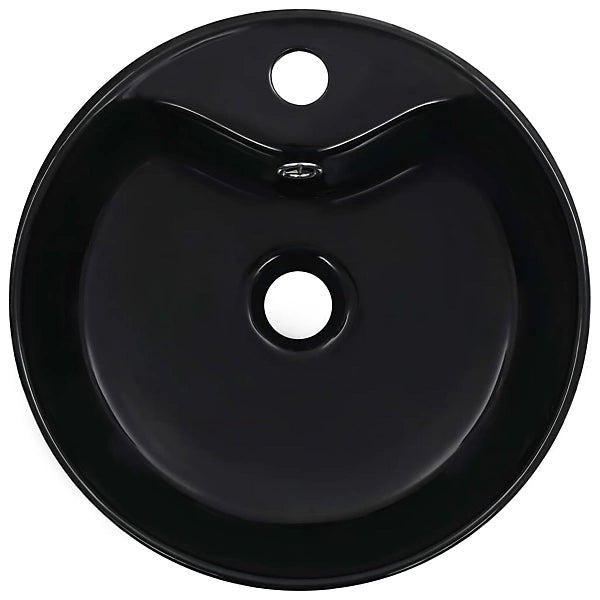 Black Ceramic Round Sink/Basin with Overflow Hole - 465mm
