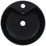Black Ceramic Round Sink/Basin with Overflow Hole - 465mm