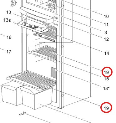 Bottom/Middle Fridge Shelf - Suit Thetford N4175/N4208 (415x250mm)
