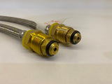 2x450mm Stainless Steel Braided Gas Hose (1/4 Inverted Flare) - Dual Bottles