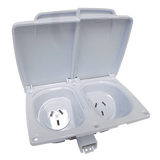 Jayco CMS J-Series Twin 10A Power Outlet with Auto Switch - White