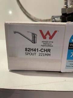 Caravan Kitchen Sink Mixer 221mm spout with 2 x 12mm Push in Fittings 82H41-CHR