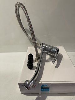 Caravan Kitchen Sink Mixer 221mm spout with 2 x 12mm Push in Fittings 82H41-CHR