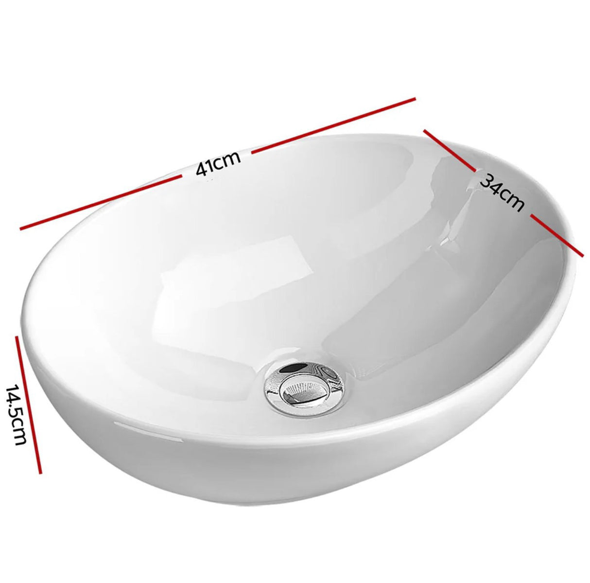 White Ceramic Oval Sink/Basin 41x34cm