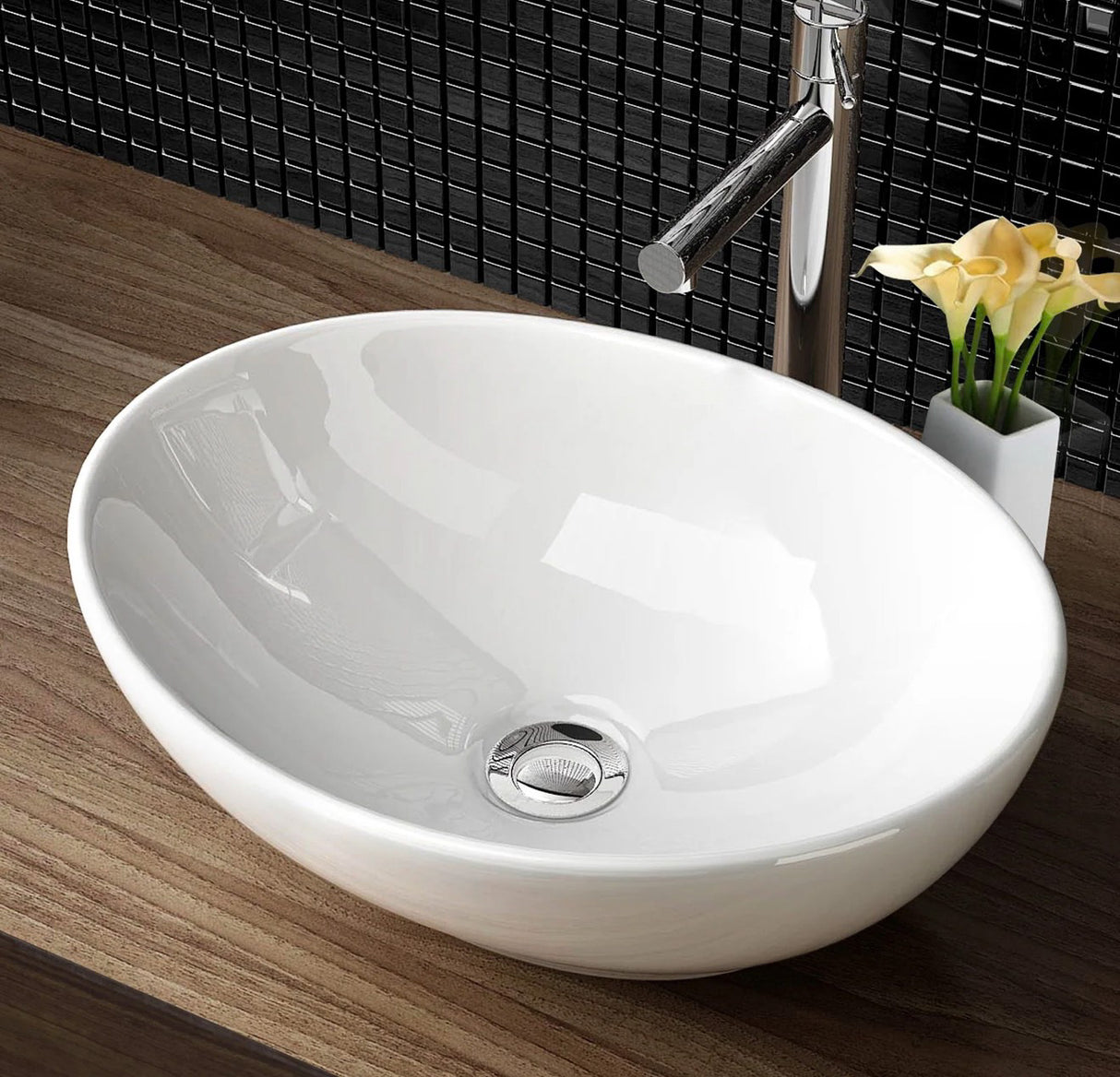 White Ceramic Oval Sink/Basin 41x34cm